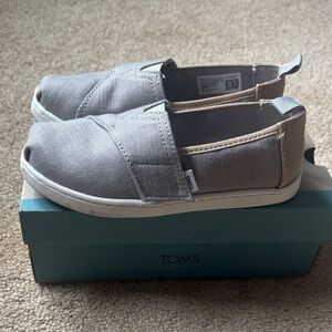 TOMS Two-Tone Gray and Tan Slip-Ons